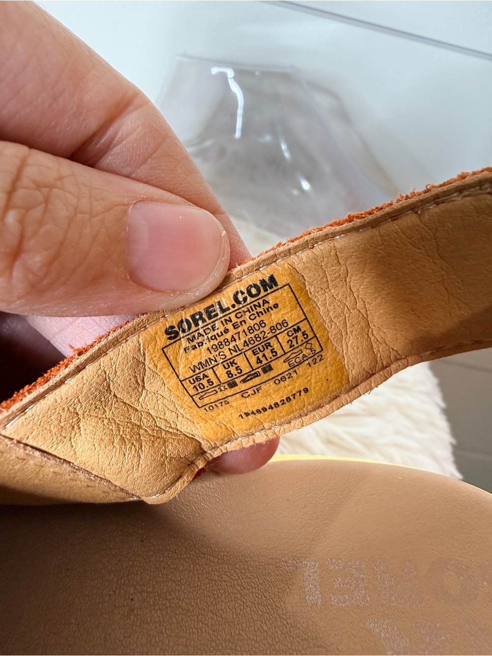 Sorel Joanie III Leather Slingback Cutout Chunky Wedge Sandal Desert Sun Sz 10.5 - Picture 7 of 10
